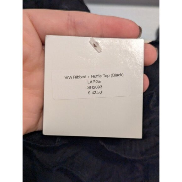 NWT Ribbed ruffle sleeveless black large tank top dressy blouse - Picture 6 of 6